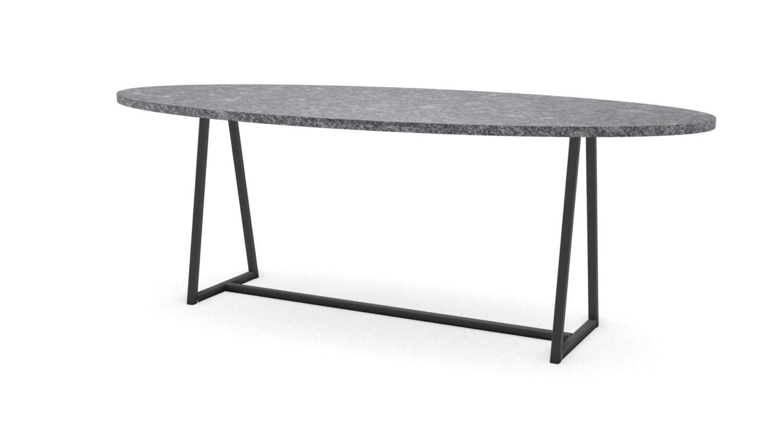 Ovale granieten tafel Monaco staal - Afbeelding 1