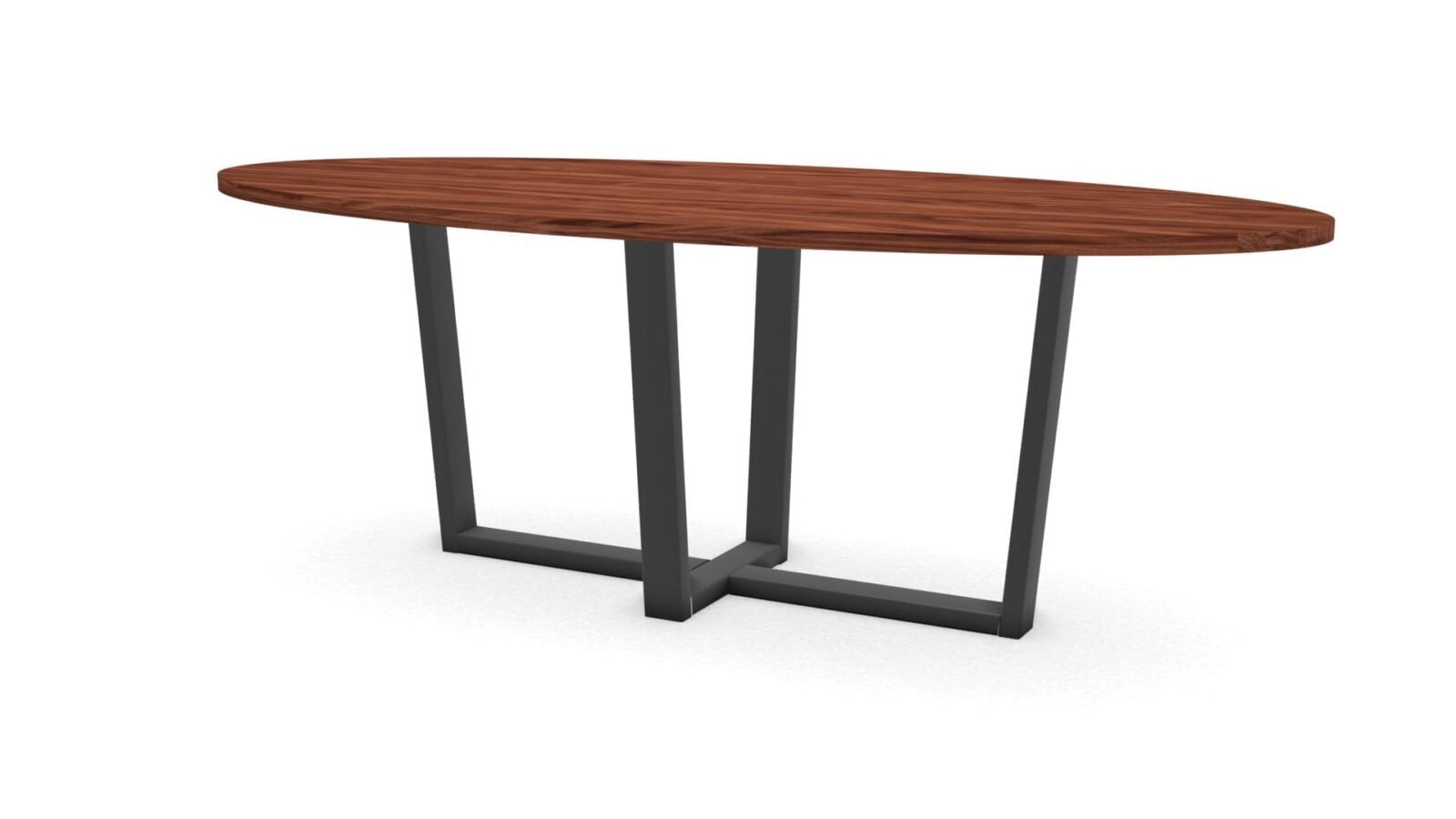 Ovale notenhouten tafel Geneve staal - Afbeelding 1