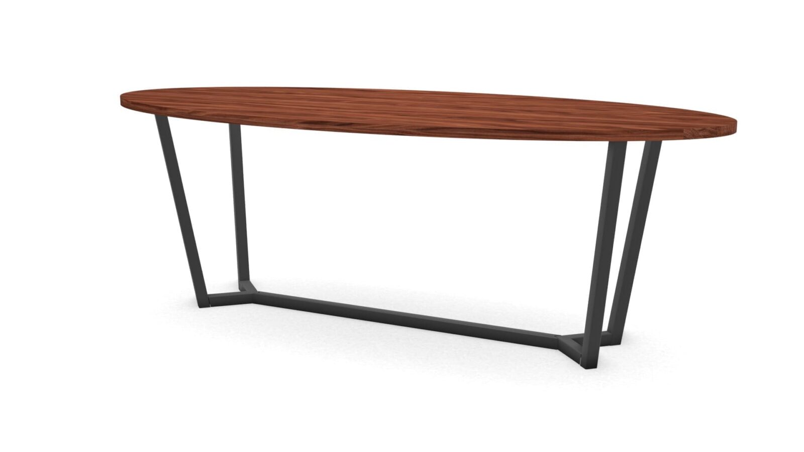 Ovale notenhouten tafel Lissabon staal - Afbeelding 1