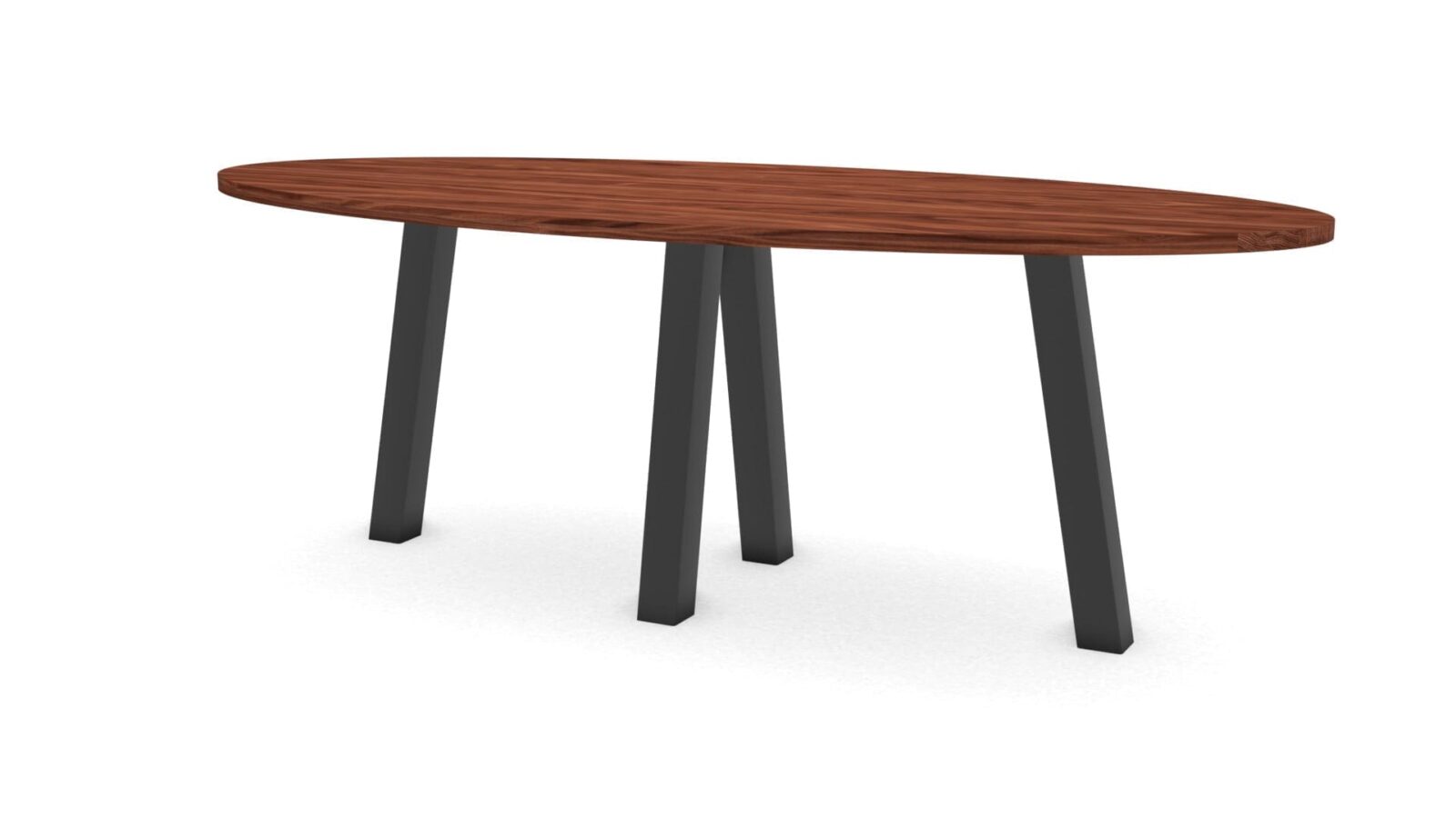 Ovale-notenhouten-tafel-Praag-staal Ovale notenhouten tafel Praag staal - Afbeelding 1