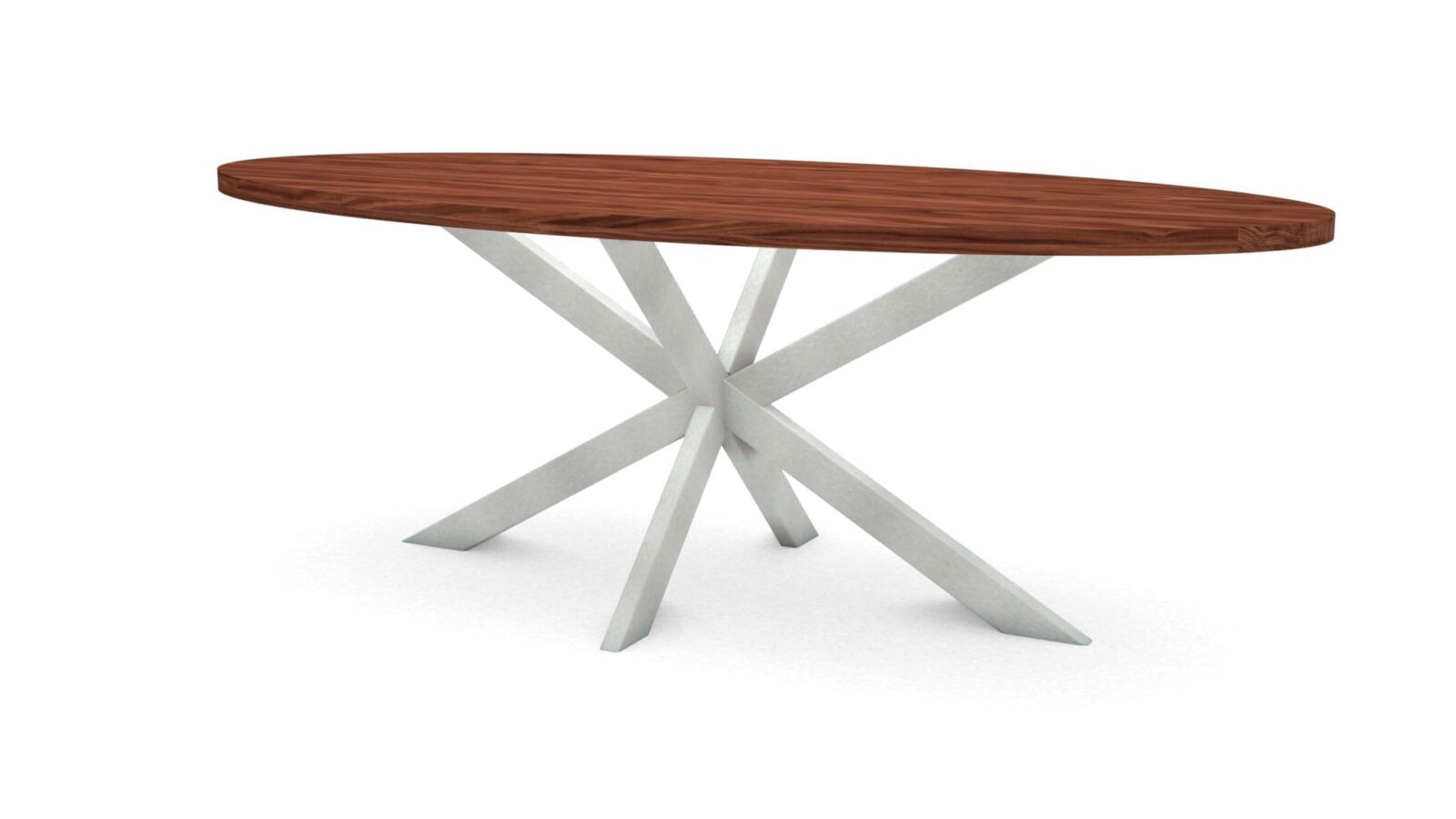 Ovale notenhouten tafel Riga 80x40 RVS - Afbeelding 1