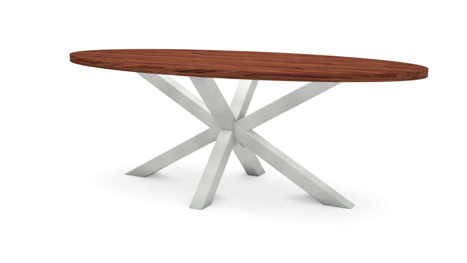 Ovale-notenhouten-tafel-Riga-80x80-RVS Ovale notenhouten tafel Riga 80x80 RVS - Afbeelding 1