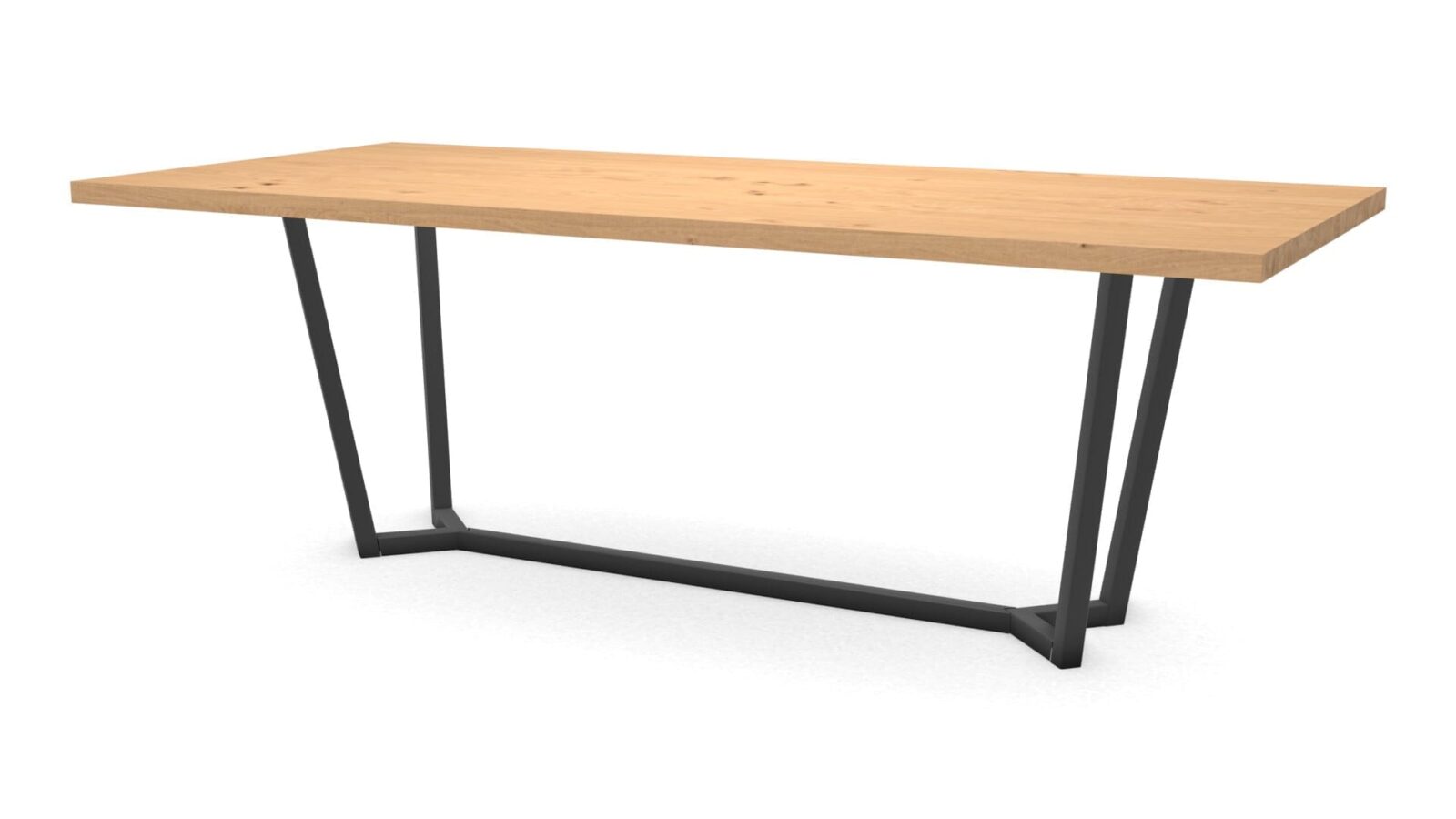 Rechthoekige eikenhouten tafel Lissabon staal - Afbeelding 1