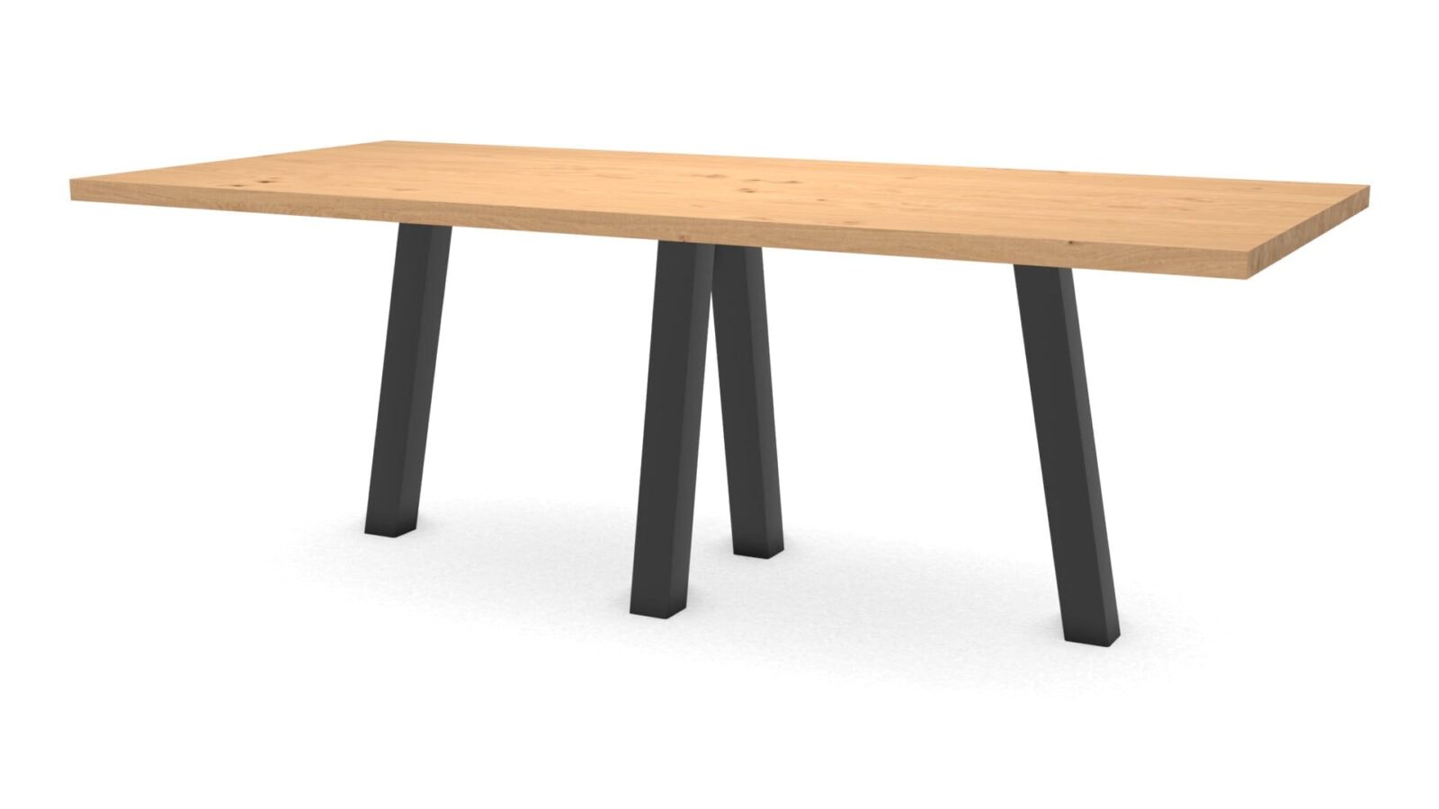 Rechthoekige eikenhouten tafel Praag staal - Afbeelding 1