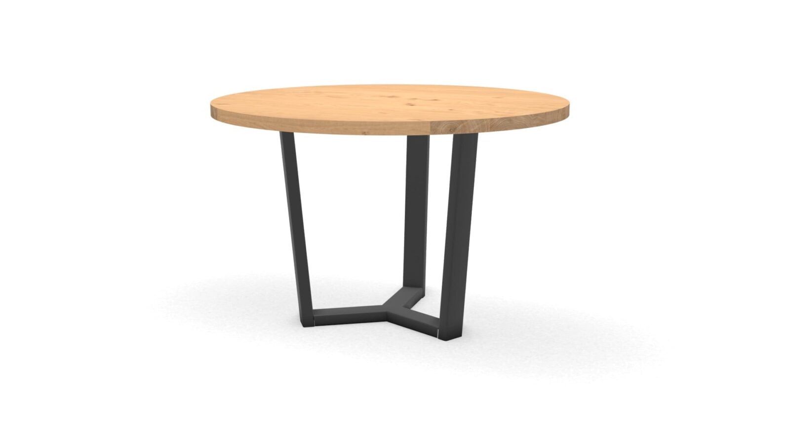 Ronde eikenhouten tafel Geneve staal - Afbeelding 1