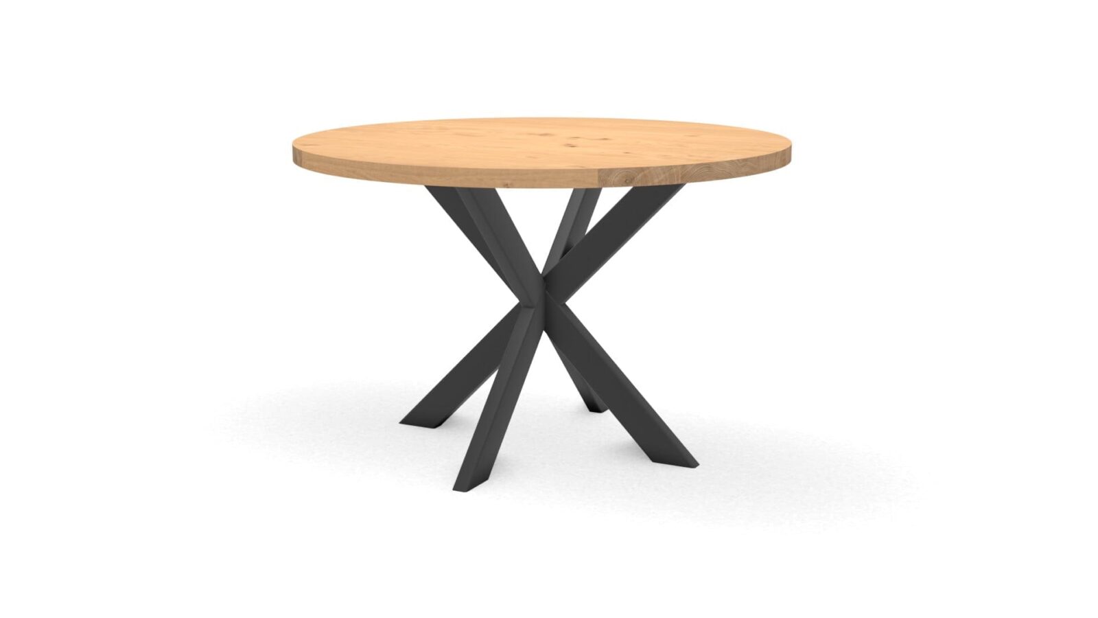 Ronde-eikenhouten-tafel-Riga-80×40-staal Ronde eikenhouten tafel Riga 80x40 staal - Afbeelding 1