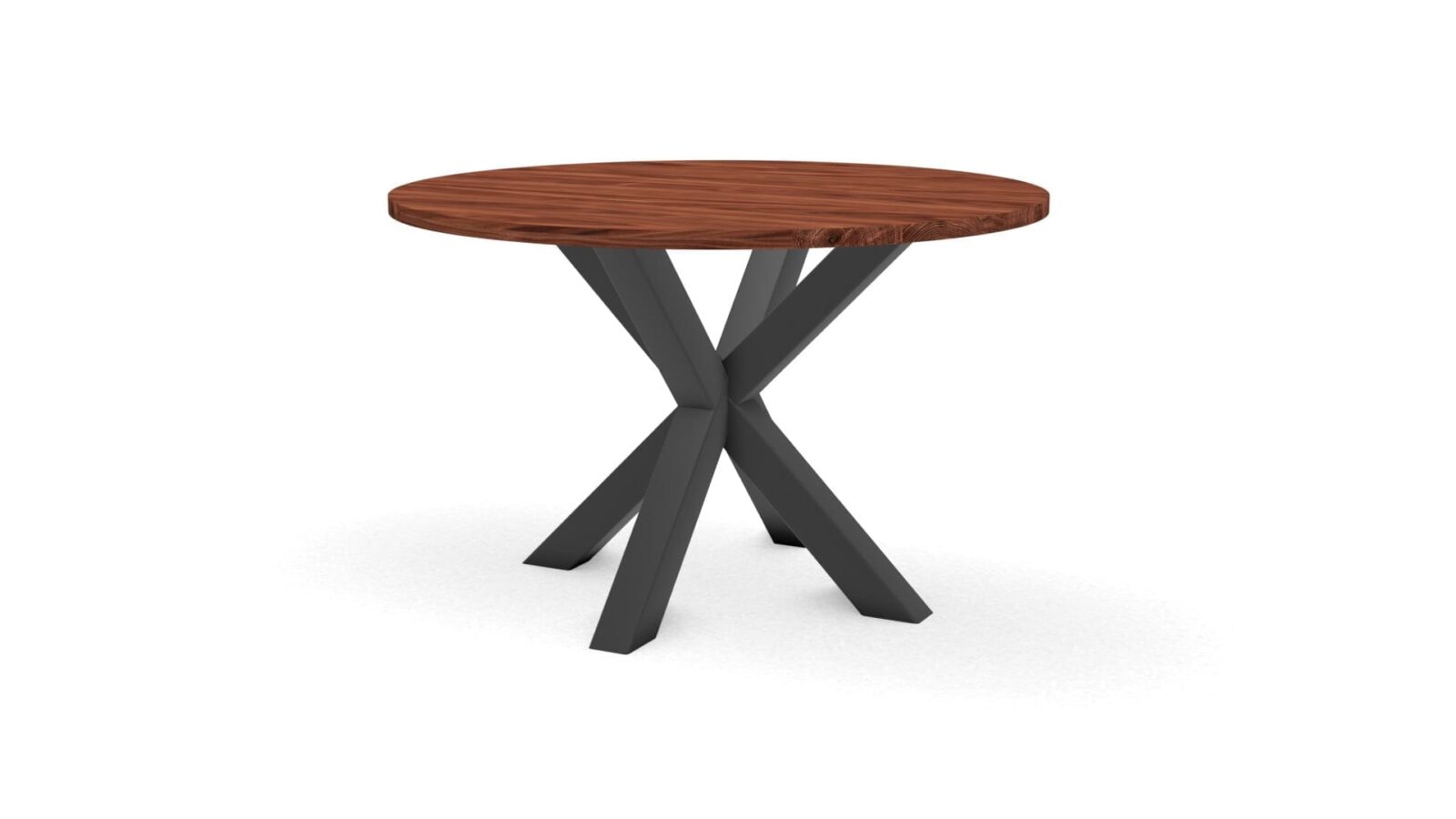 Ronde-notenhouten-tafel-Riga-80x80-staal Ronde notenhouten tafel Riga 80x80 staal - Afbeelding 1